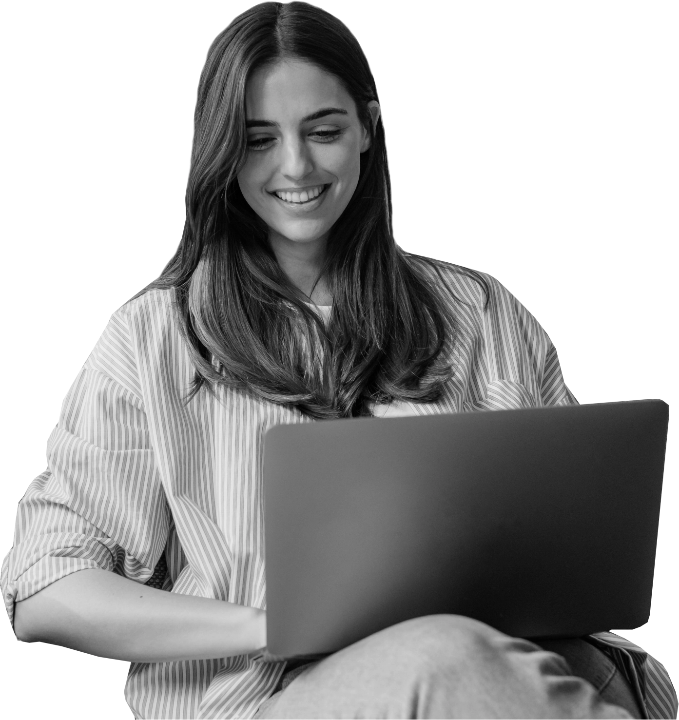 Mulher no centro, destaque plano